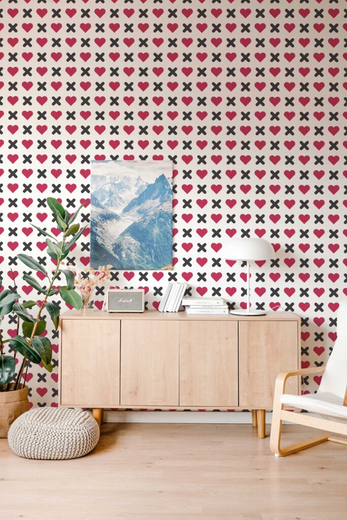 Unpasted Wallpaper featuring Red Geometric Pattern by Fancy Walls.