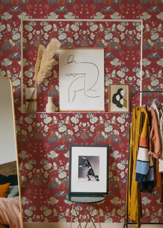 red accent wall peel and stick removable wallpaper