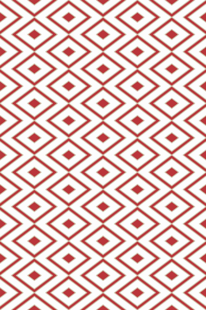 Pattern repeat of Red rhombus removable wallpaper design