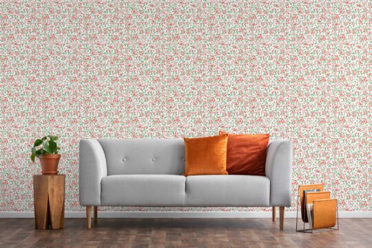 floral red traditional wallpaper
