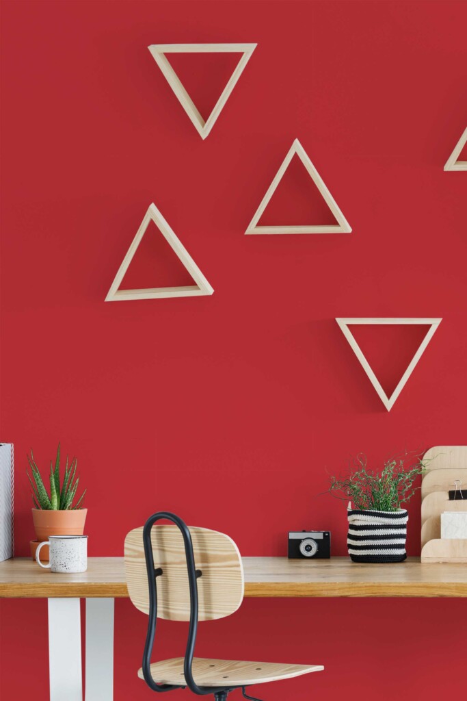 Traditional wallpaper in deep red by Fancy Walls designed to energize living spaces with minimalist charm