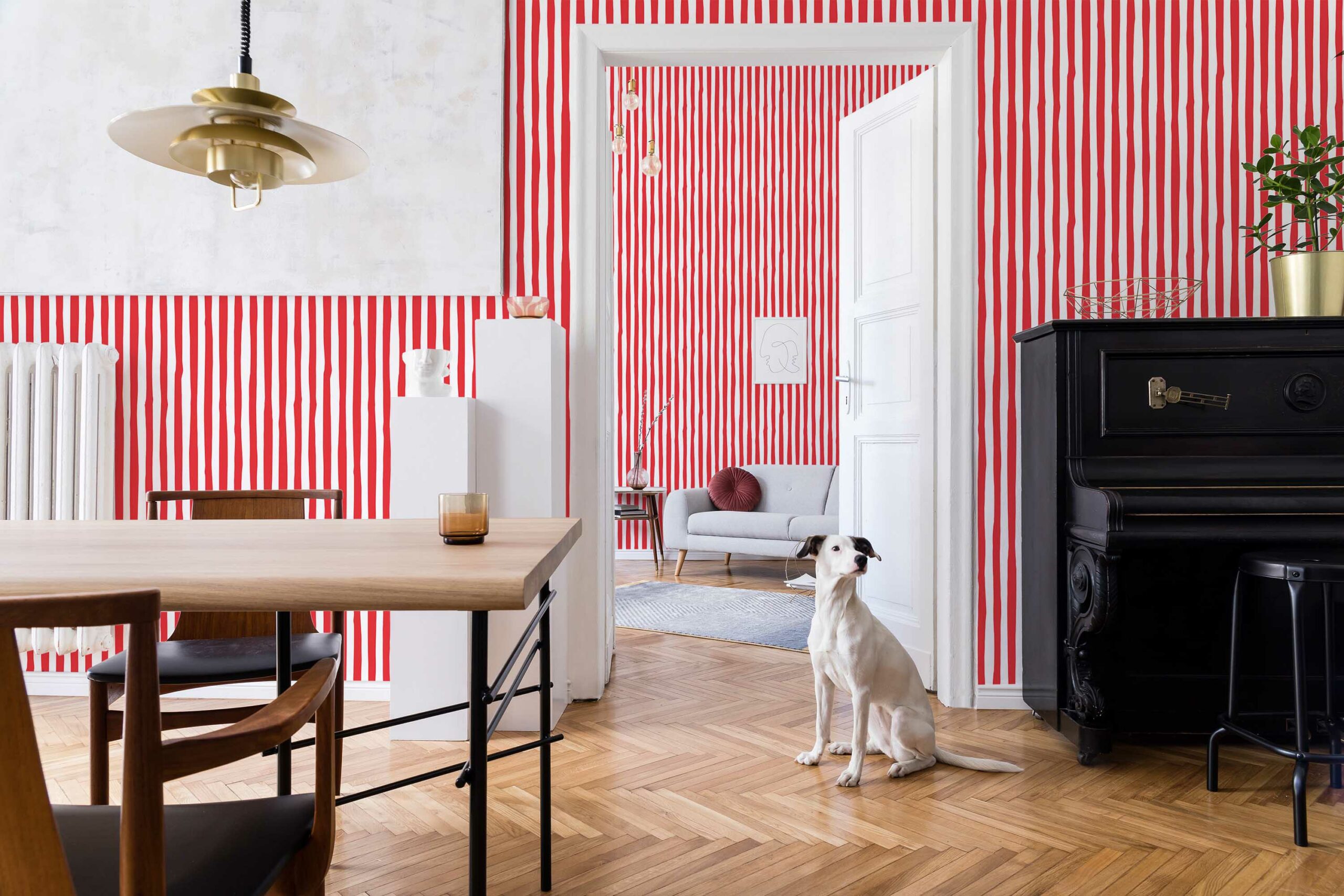 red home office peel and stick removable wallpaper