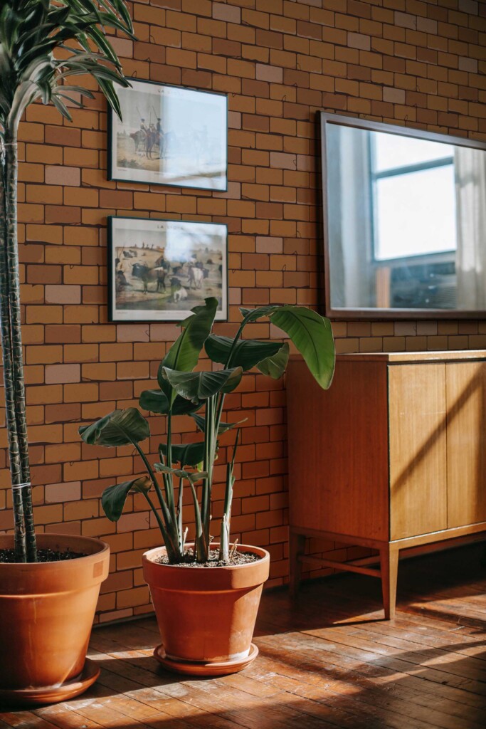 Traditional Wallpaper with Red Textured Bricks design by Fancy Walls.