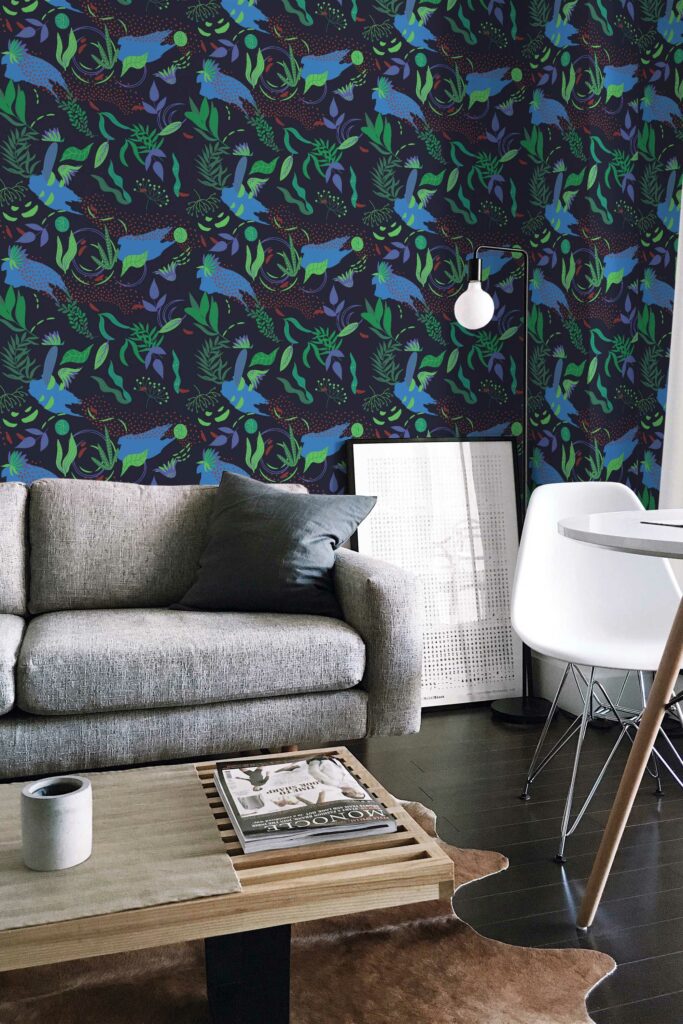Self-adhesive Black Nightly Floral design by Fancy Walls