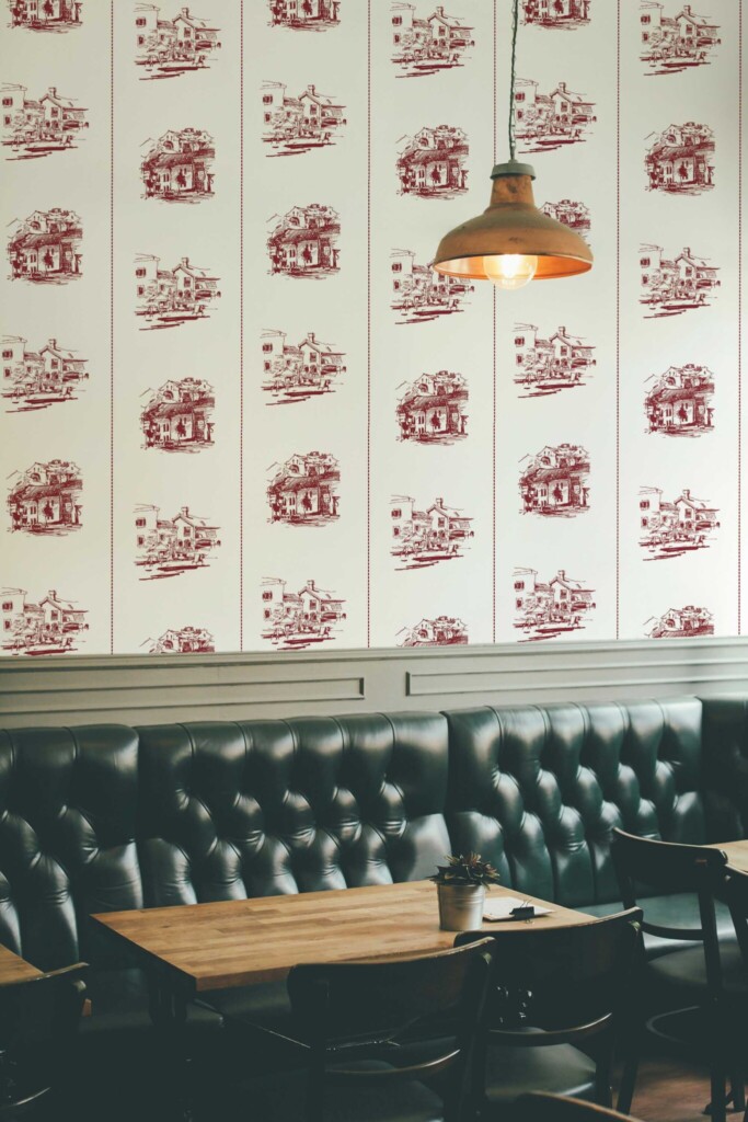 Fancy Walls Burgundy Fun removable wallpaper in retro Italian style