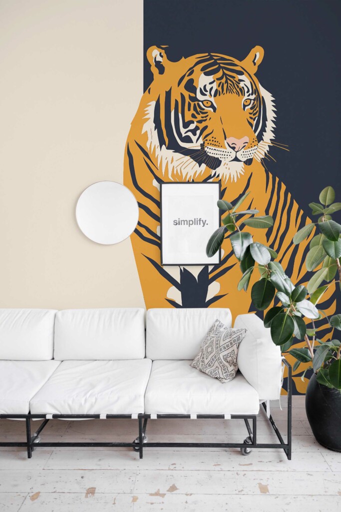 Tiger's Colorful Realm wall paper mural from Fancy Walls
