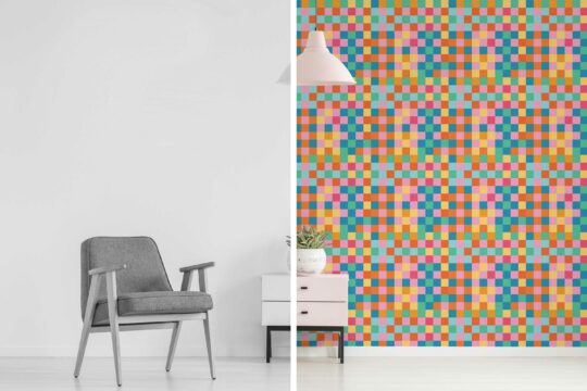 Unpasted wallpaper by Fancy Walls in bold multicolor checks