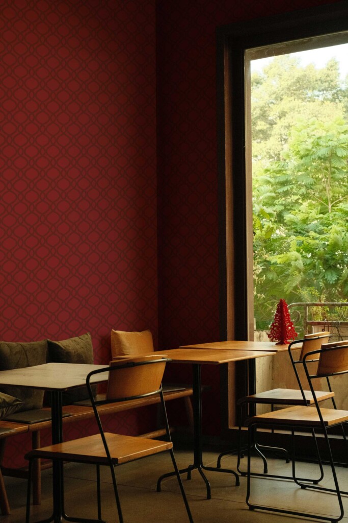 Fancy Walls Red Geometric wallpaper for walls in Chinese restaurant