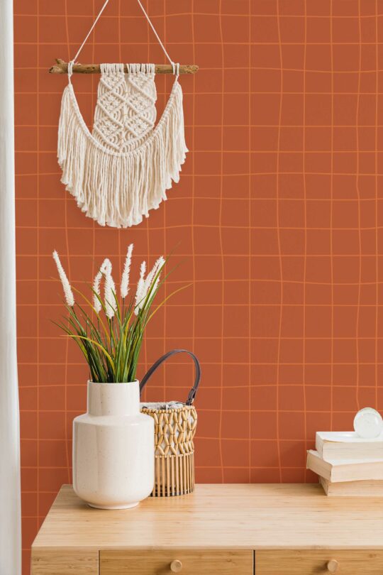 Fancy Walls Terracotta Geometric peel and stick wallpaper
