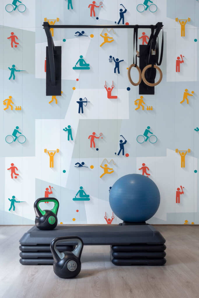 Fancy Walls self-adhesive sports wallpaper mural.