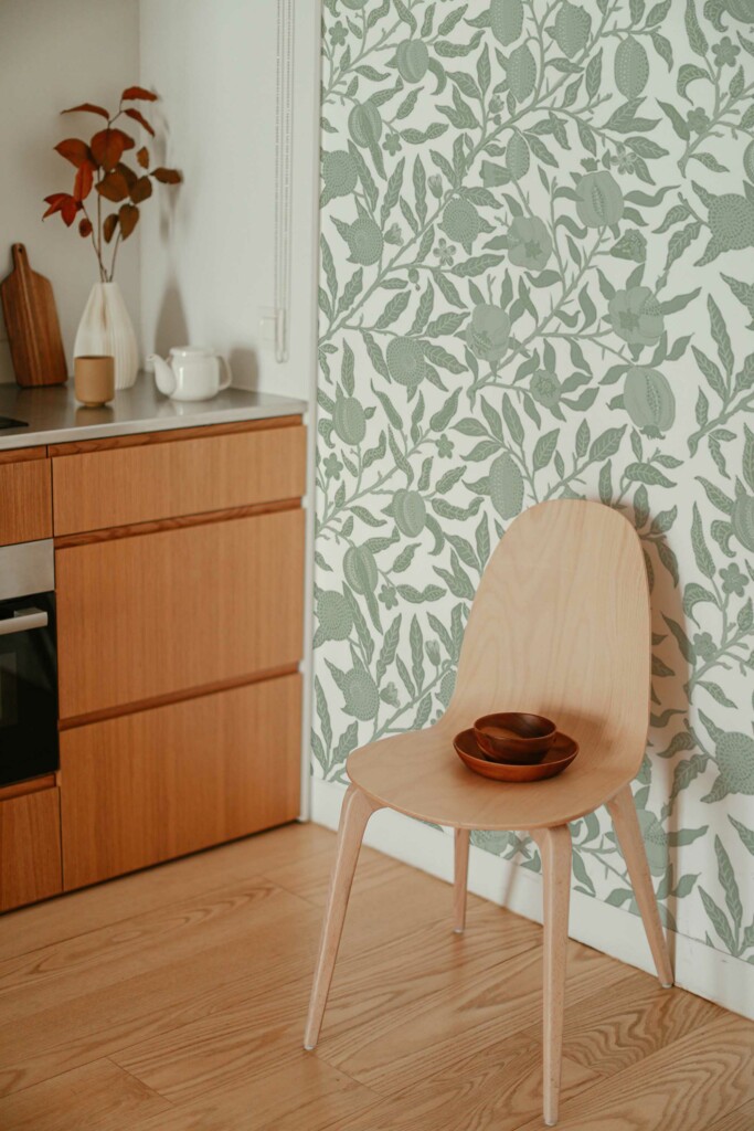 Wall paper mural showcasing Green Floral pattern from Fancy Walls