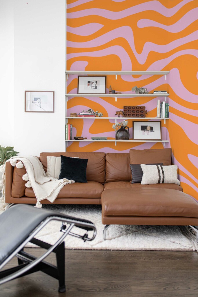 Pink Groovy lines wall mural peel and stick by Fancy Walls
