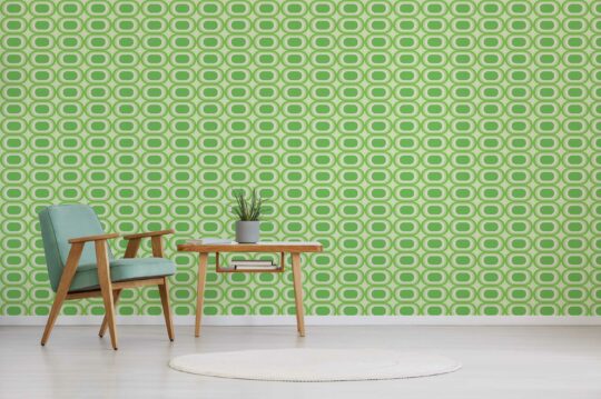 Dance of Vintage Hues in Retro Green peel and stick wallpaper from Fancy Walls