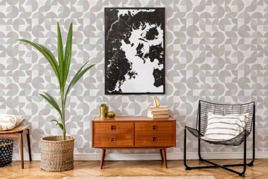 Mid- century geometric temporary wallpaper