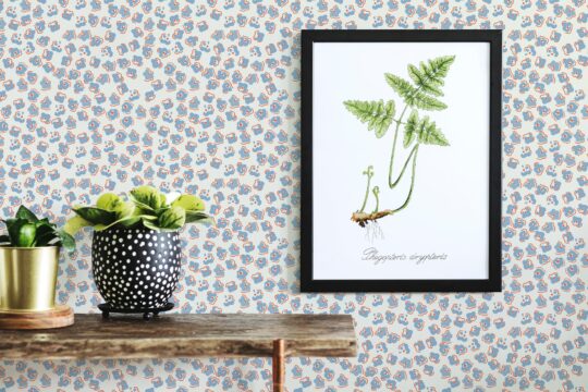 floral blue traditional wallpaper