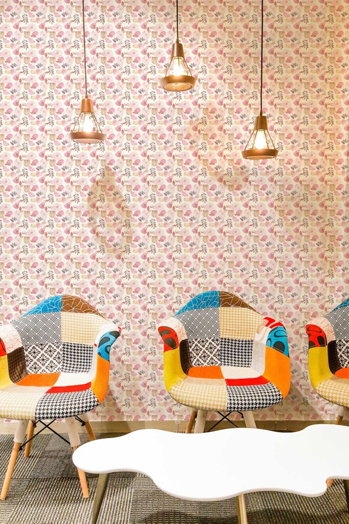 Fancy Walls removable wallpaper with pink floral retro pattern