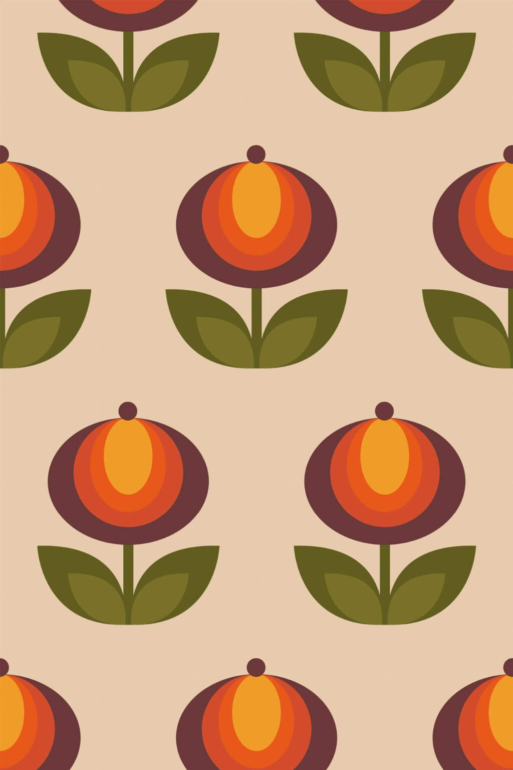 Retro flower Wallpaper Peel and Stick or NonPasted