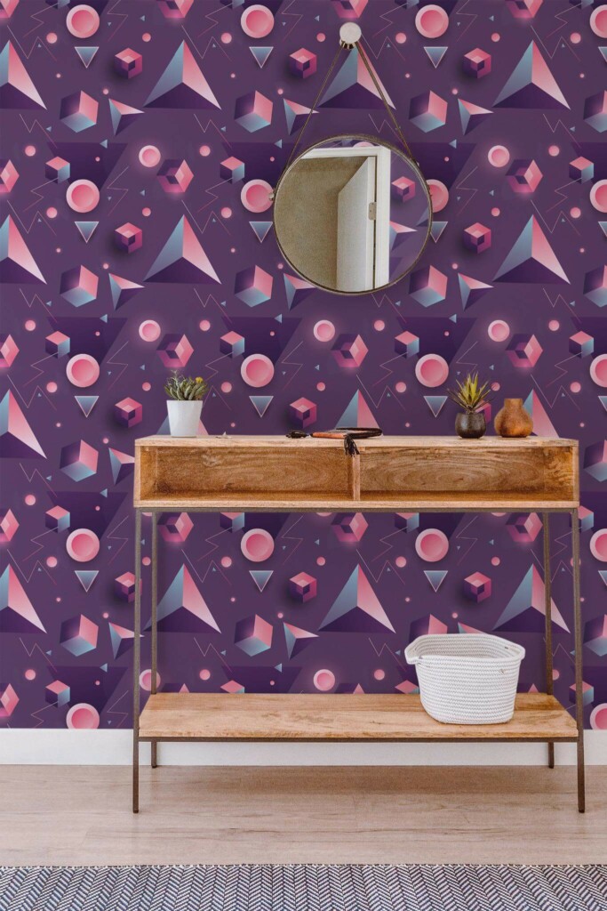 Contemporary style entryway decorated with Retro futurism peel and stick wallpaper