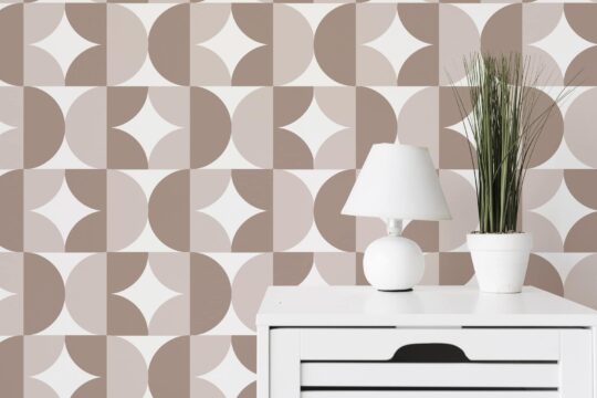 Brown retro geometric peel stick wallpaper