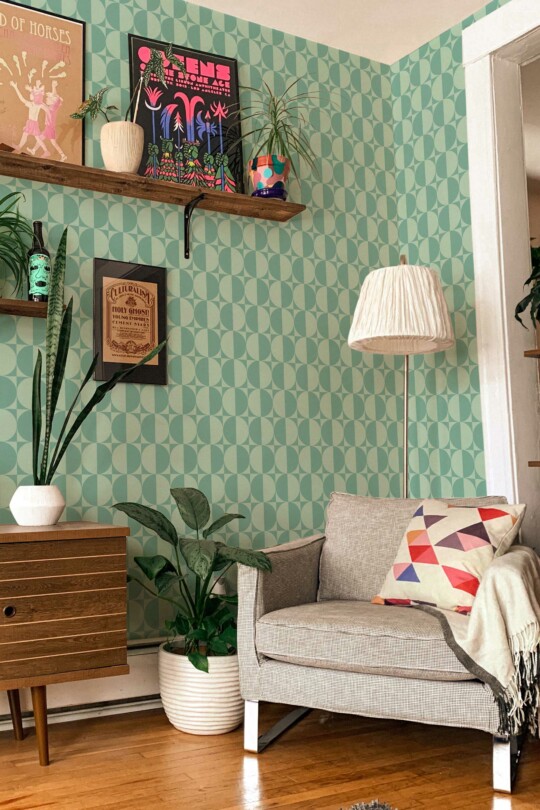 Fancy Walls GreenArcs peel and stick wallpaper