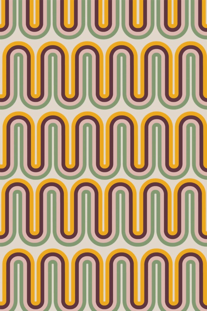 Pattern repeat of Retro groovy removable wallpaper design