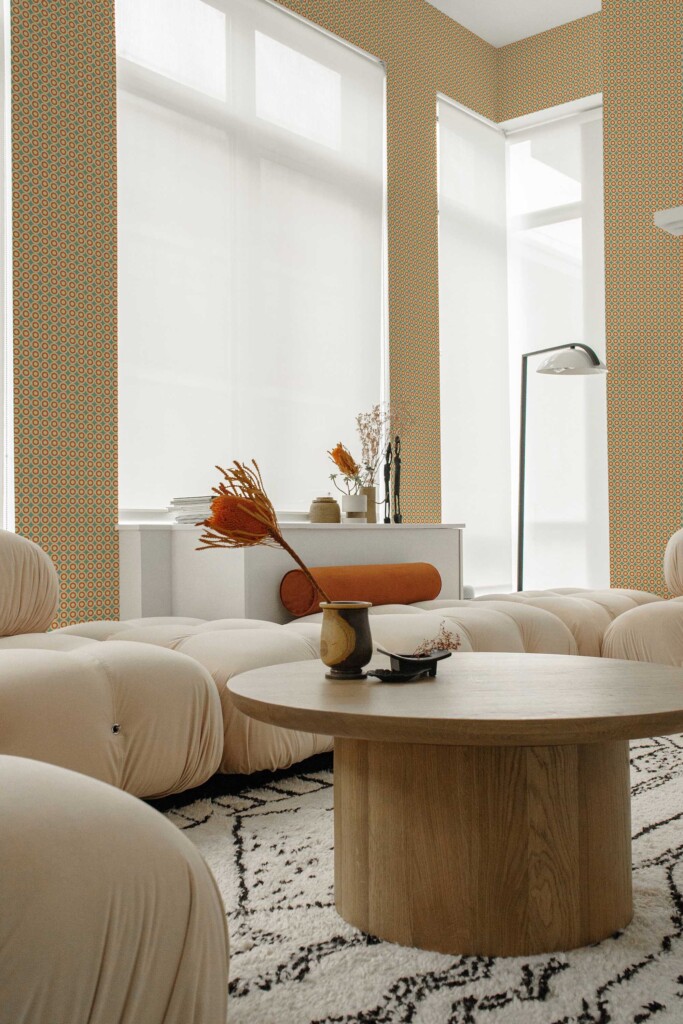 Retro orange geometric self-adhesive wallpaper by Fancy Walls