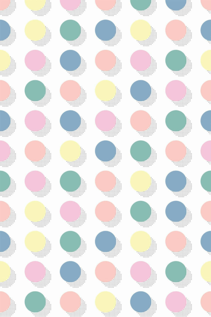 Pattern repeat of Retro pastel dots removable wallpaper design