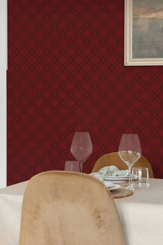 Fancy Walls Red Geometric wallpaper for walls in Chinese restaurant