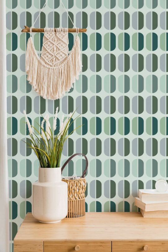 Green pastel retro self adhesive wallpaper