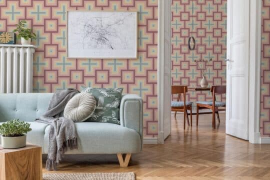 geometric pastel traditional wallpaper