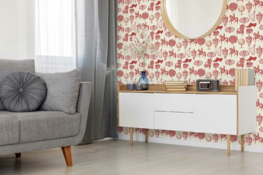Red Cream Nostalgia Self-adhesive Wallpaper from Fancy Walls