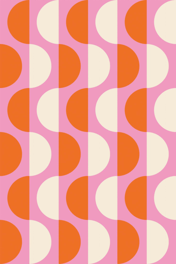 Pattern repeat of Retro semi-circles removable wallpaper design