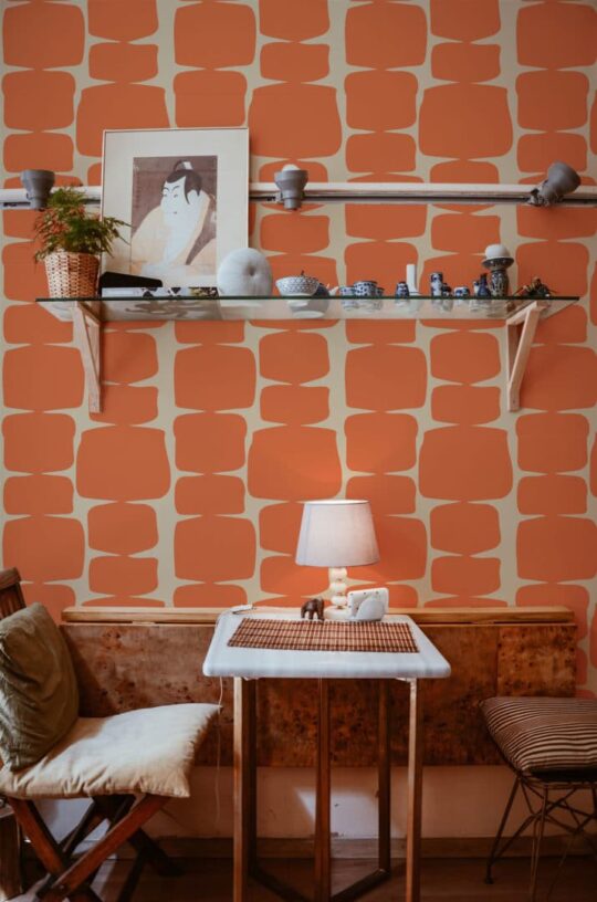 Orange retro peel stick wallpaper