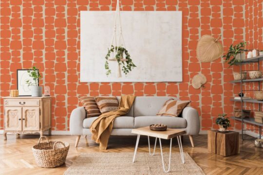 Orange retro stick on wallpaper