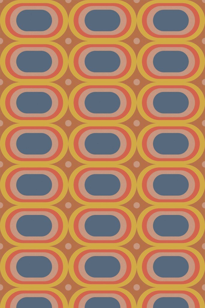 Fancy Walls Retro Sixties Orange and Teal peel and stick wallpaper