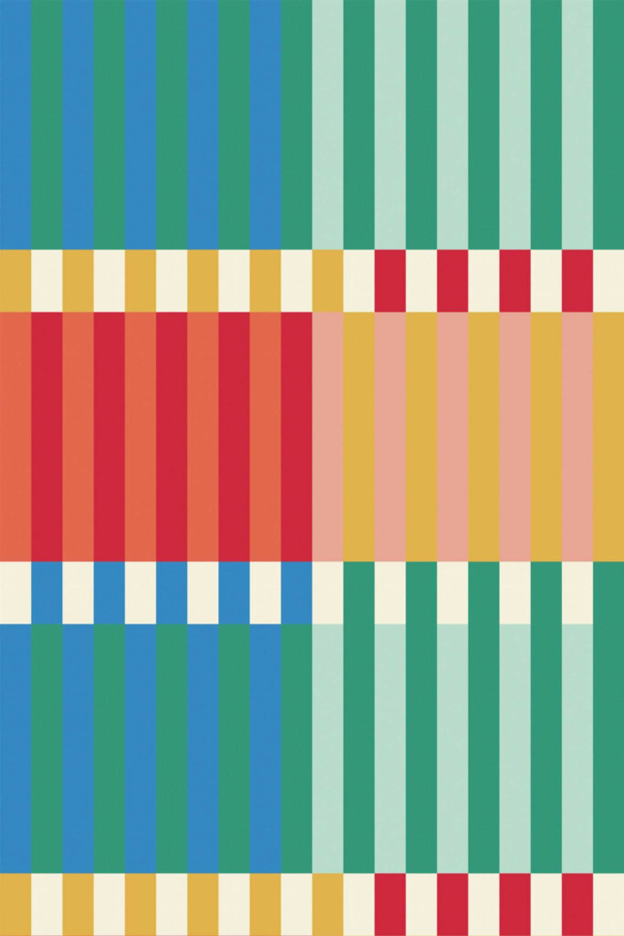 Pattern repeat of Retro stripes removable wallpaper design