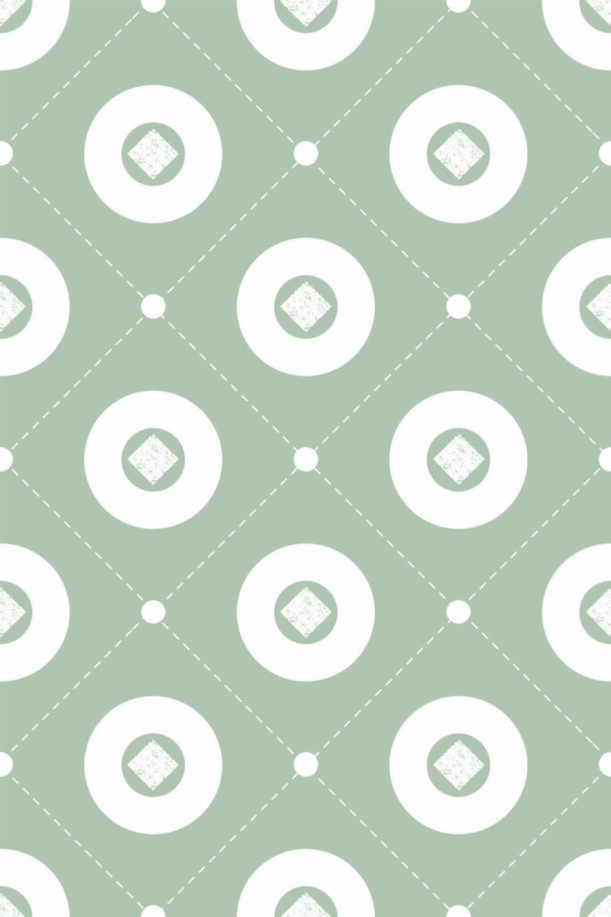 Pattern repeat of Retro tile geometric removable wallpaper design