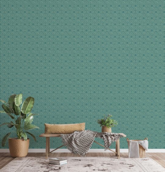 rhombus green traditional wallpaper
