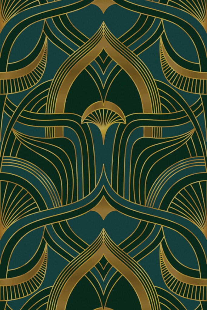 Fancy Walls sophisticated Green Geometric traditional wallpaper.