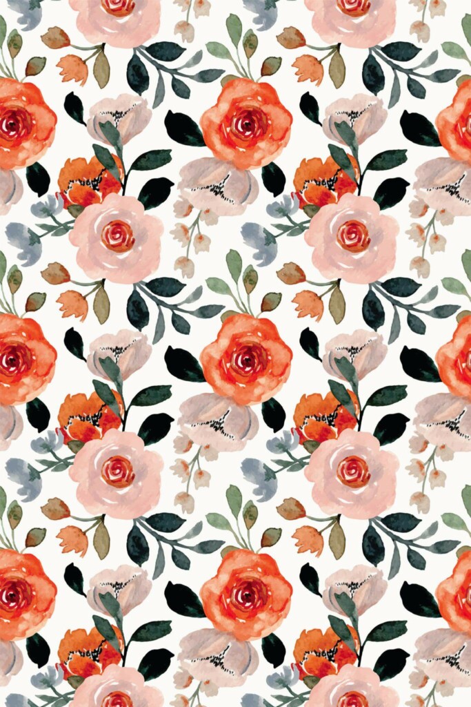 Pattern repeat of Rose removable wallpaper design