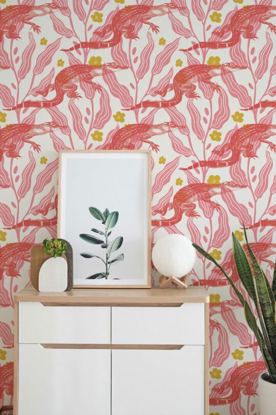 Pink Predator - unpasted wallpaper by Fancy Walls