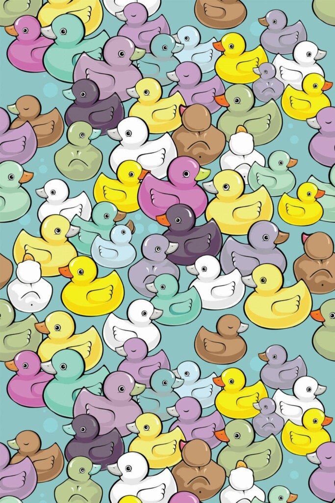 Pattern repeat of Rubber duck removable wallpaper design