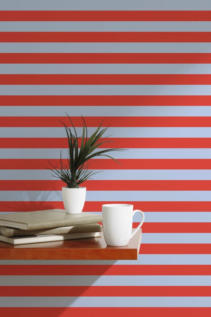 Ruby Ripple Stripes Self-Adhesive Wallpaper by Fancy Walls