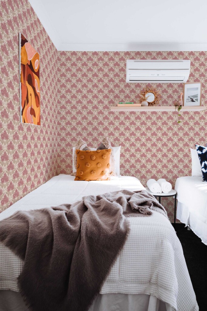 Rust Floral peel and stick wallpaper by Fancy Walls
