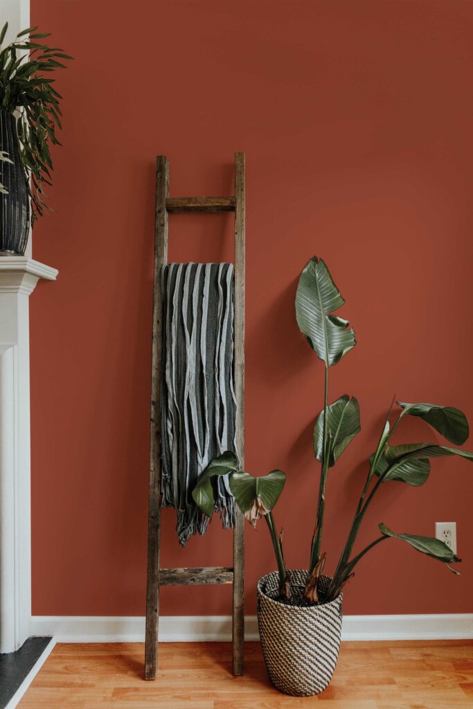 Removable wallpaper in rust solid color by Fancy Walls with matte texture
