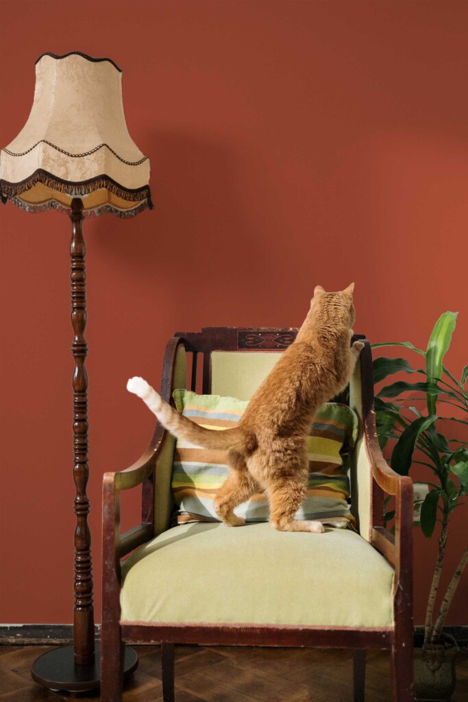 Traditional wallpaper in rust hue by Fancy Walls for timeless interior looks