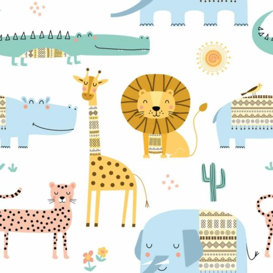 Multicolor safari animals removable wallpaper