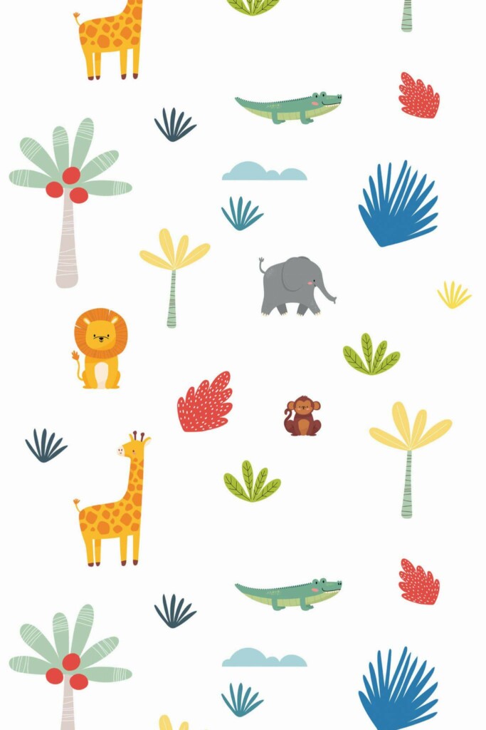 Pattern repeat of Safari animals removable wallpaper design