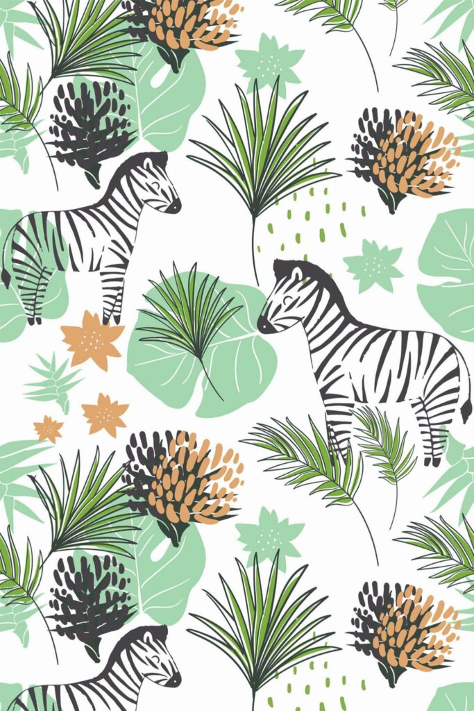 Pattern repeat of Safari nursery removable wallpaper design