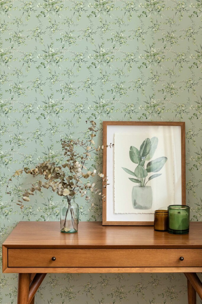 Verdant Sage Bouquet removable wallpaper from Fancy Walls
